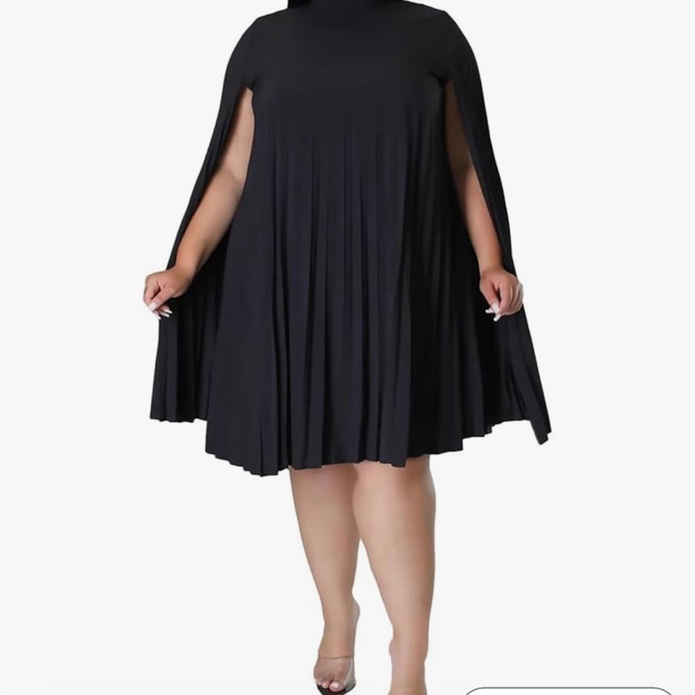 Elegant Black Cape Dress NWOT